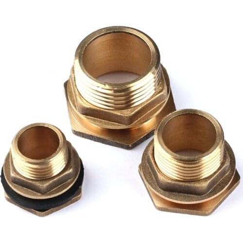 10pcs 1/2'' 3/4" 1" Male Thread Brass Water Tank Connector Water Tower Drain Copper Adapter With Gasket Water Connectors