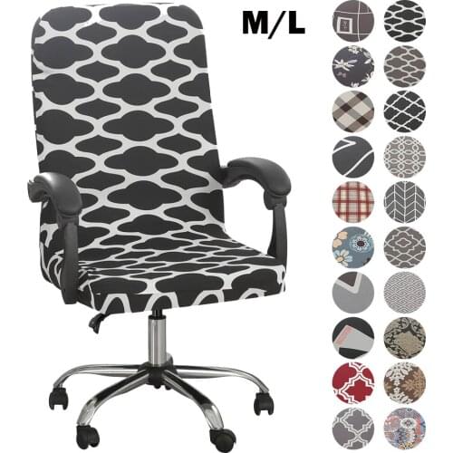M/L Printed Elastic Stretch Office Chair Cover Spandex Computer Game Chair Slipcover Dust-proof Rotatable Armchair Protectors