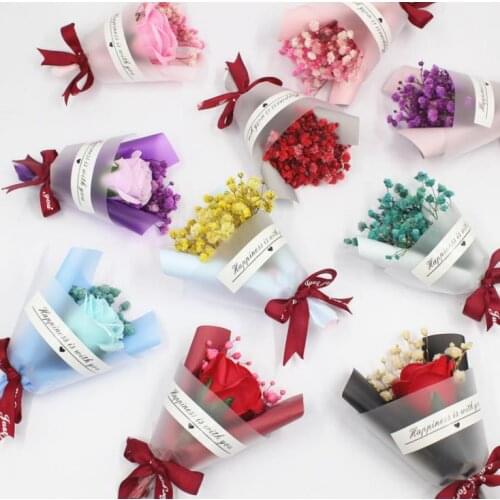 Mini Christmas Valentines Day Gift Dried Artificial Flower Fake Gypsophila Bouquet Creative Eternal Bouquet Soap Flower SN307