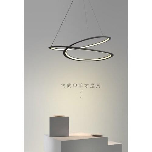 Minimalist Irregular Black Round LED Chandelier Fixture Nordic Design Ring Dining Chandelier Modern Living Room Decorative Light