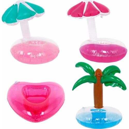 Fashion Mini Swimming Ring Mushrooms Trees Mixed Style Inflatable Beach Drink Float Cup Holder Party Accessories for Barbie Doll