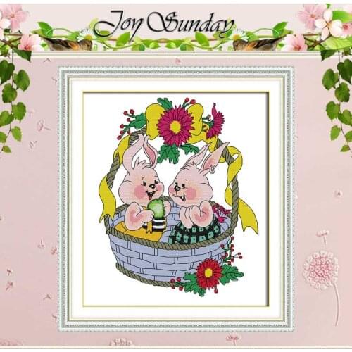 Two Little Rabbit Patterns Counted Cross Stitch 11CT 14CT Cross Stitch Set Wholesale DIY Cross-stitch Kit Embroidery Needlework