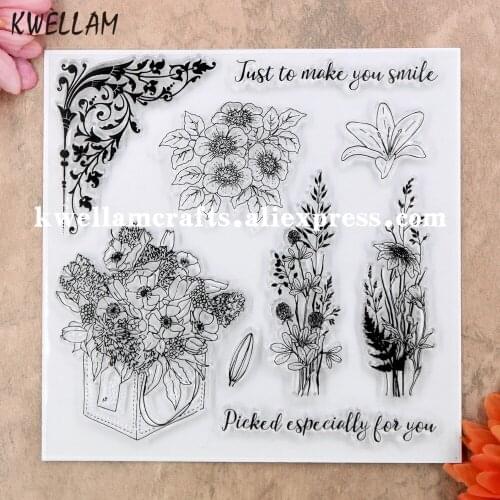 Flowers Just to make you smile Scrapbook DIY photo cards rubber stamp clear stamp transparent stamp 15.5x15.5cm KW8122816