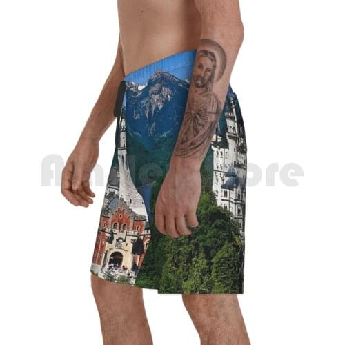 Neuschwanstein Castle Bavaria Germany Beach Shorts Men Beach Pants Swimwear Neuschwanstein Castle Bavaria Germany