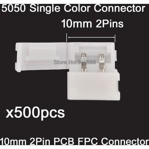 500pcs/lot 10mm 2Pins 2-Pin Single Color LED Strip to Strip Connector Solderless Welding Free for 5050 5630 Single Color Strip