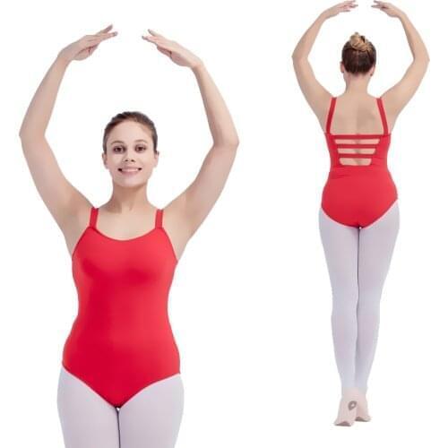 Wholesale Black Red Cotton/Lycra Back Straps Camisole Ballet Dancing Leotards for Girls and Ladies