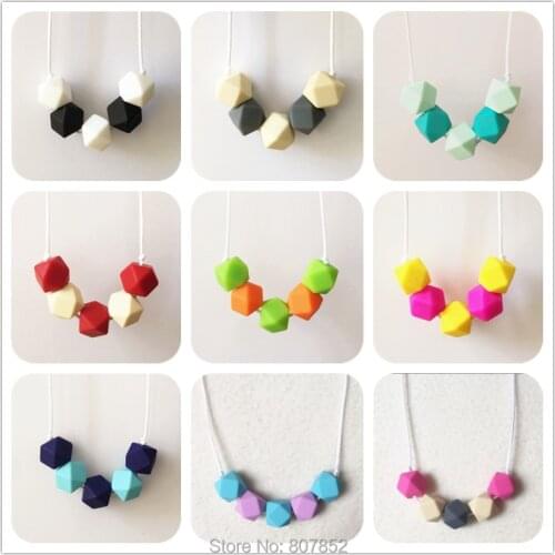 2PCS DIY Handmade BPA Free Silicone Hexagon Beads Baby Pacifier Teething Nursing Necklace Dummy Teether Jewelry