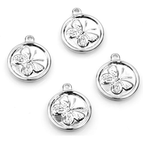 Butterfly Stainless Steel Pendants For Men Women Without Chain Hip Hop Charms Jewelry Making In Bulk 10pcs/Lot Handmade Material