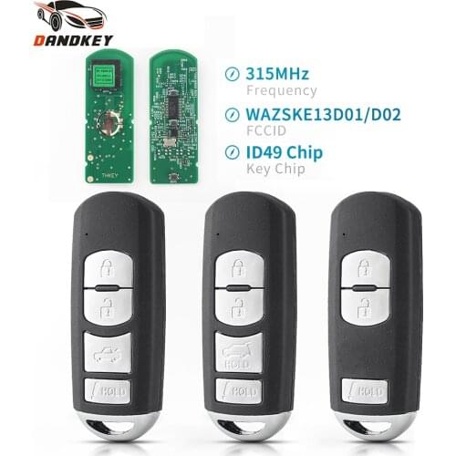 KEYYOU WAZSKE13 D01/D02 For Mazda Replacement 3/4 Button Smart Car Remote Key FSK 315MHz ID49 Chip For Mazda 3 CX3 CX5 2013-2018