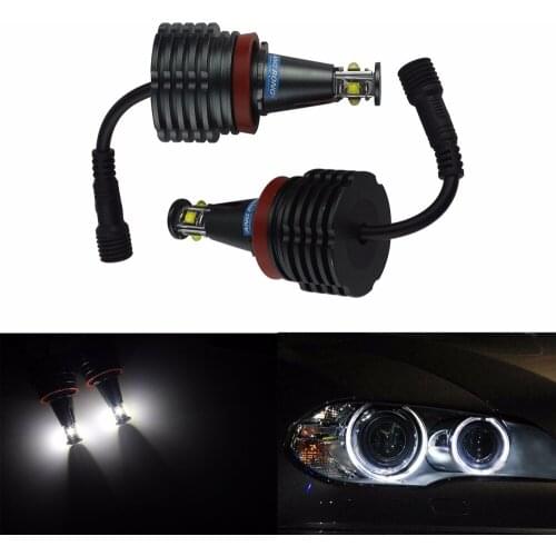 ANGRONG 2X Canbus H8 40W LED Marker Headlight Xenon White Light 6000K Lamp Angel Eyes For BMW E87 E82 E92 E93 X5