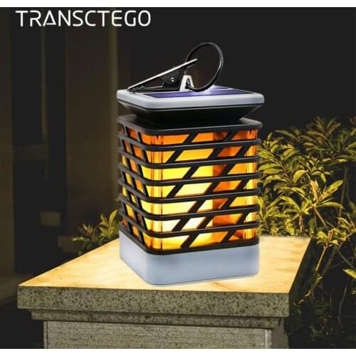 Led Solar Light Lantern Garden Hanging Lamp Outdoor Solar Powered Lamp For Garden Decoration Waterproof Flame Torch Camp Lights