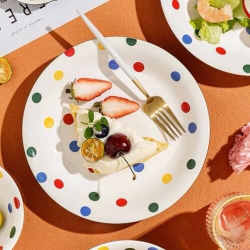 Dishes Tableware Service De Table Assiette Plate INS Wind Wave Point Ceramic Dishes Nordic Bowls Creative Personality Household