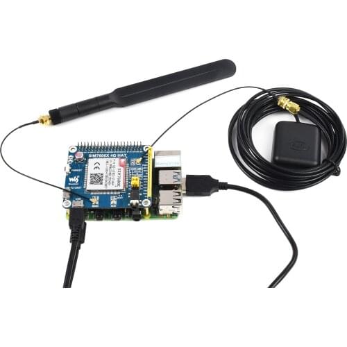 Waveshare 4G/3G/2G/GSM/GPRS/GNSS HAT for Raspberry Pi Based on SIM7600E-H LTE CAT4 for Southeast Asia/West Asia/Europe/Africa