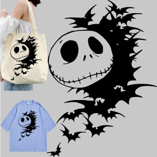 Funny funny doll face bat pattern Heat Transfer PVC Patch On Clothes Applique Decor Stickers Printed Decoration DIY Appliques