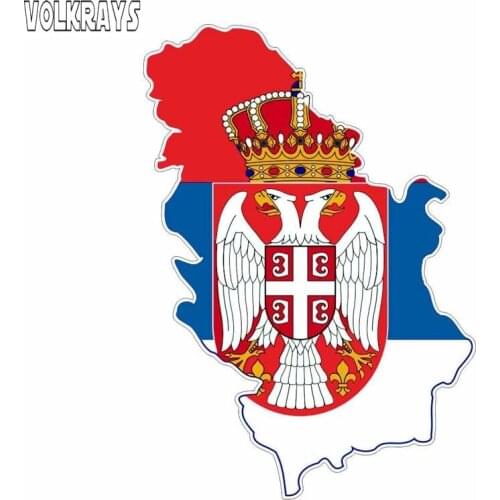 Volkrays Funny Car Sticker Serbia Map Flag Helmet Accessories Reflective Waterproof Cover Scratches Vinyl Decal,14cm*10cm