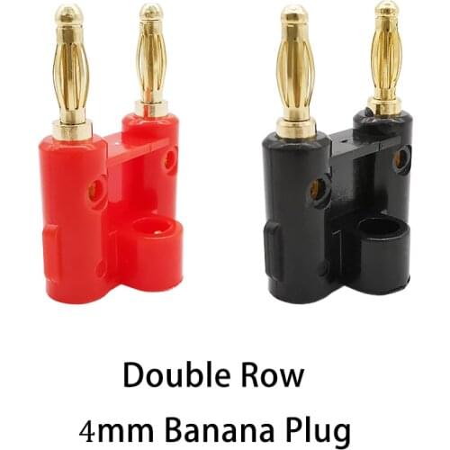 1/2/5Pair 4mm Double Row Plated gold double Banana Male Plug Connector/Twin Banana Terminal Couple Banana Plug Adapter