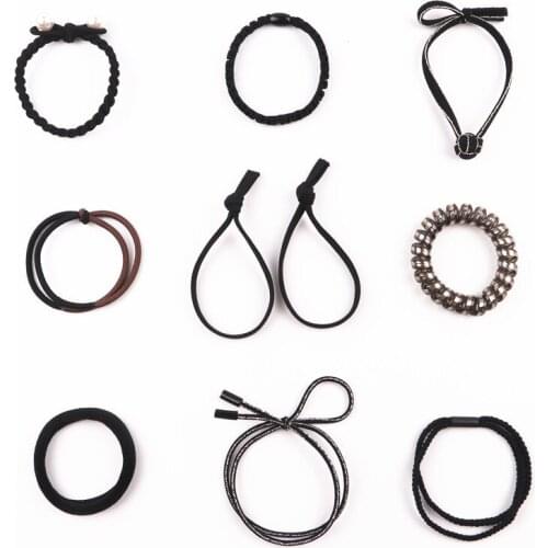 2017 New 1 bag=10pcs Elastic Hair Bands Fashion Womens Girls Hair Accessories Ponytail Holder Hair Ropes