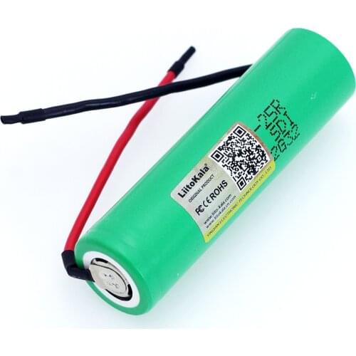 1pcs/lot LiitoKala For Samsung New 18650 2500mAh Rechargeable battery 3.6V INR18650-25R 20A discharge + DIY Silica gel Cable