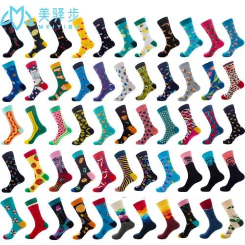 10 Pairs Per Set Wholesale Funny Crazy Colorful Cool Mens Fashion Dress Cotton Fancy Socks Crew Happy Socks