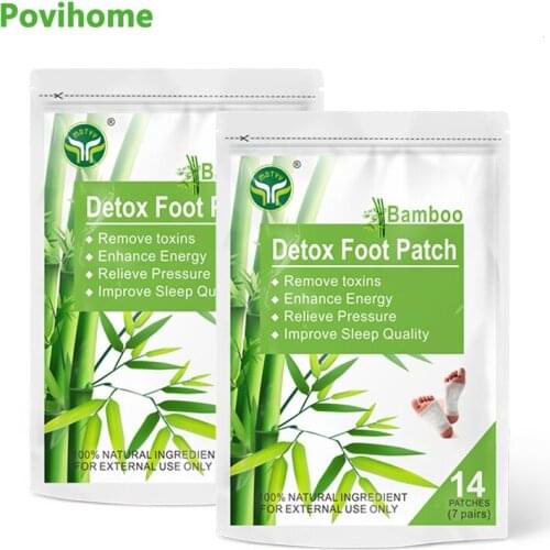 14pcs/bag Bamboo Vinegar Detox Foot Patch With Adhersive Body Toxins Improve Sleep Chinese Medicine Herbal Adhesive Health Care