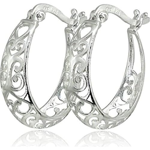 2020 Trendy Fashion Elegant Hoop Earrings For Women Vintage Gold Silver Color Hollow Earring Korean Statement Earrings D5Q853