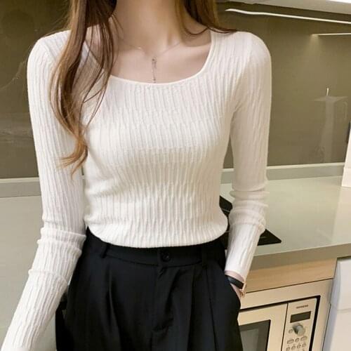 2021 Casual O-Neck Sweater Autumn Winter Slim Sweater Women Solid Knit Ssweaters Pullovers Long Sleeve Soft Femme Jumper Top