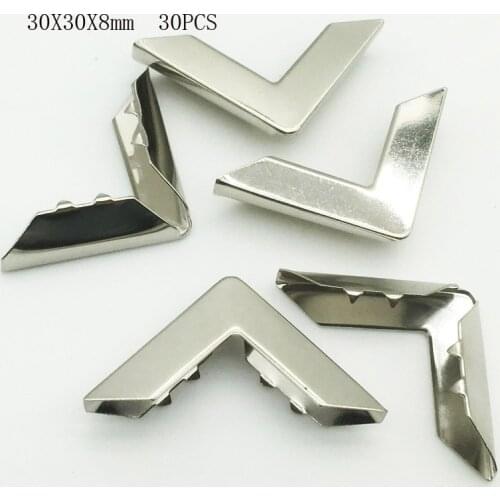 30PCS/Lot 30X30X8mm Silver Metal Book Corners For Photo Albums Menus Folders DIY Scrapbooking Decor Corner Protectors WD0282