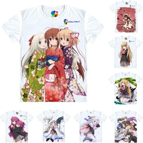 Coolprint Anime Shirt Little Busters! T-Shirts Multi-style Short Sleeve Saya Tokido Riki Naoe Cosplay Motivs Hentai Shirts