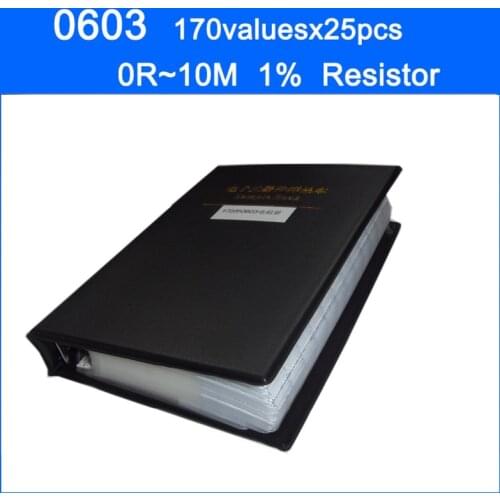 Free shipping 0603 SMD Resistor Sample Book 1% Tolerance 170valuesx25pcs=4250pcs Resistor Kit 0R~10M