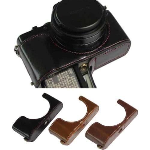 PU Leather Half Body Case Cover For Panasonic LUMIX DC-LX100M2 LX100 M2 LX100II LX100 II LX100 MarkII with Battery Openning