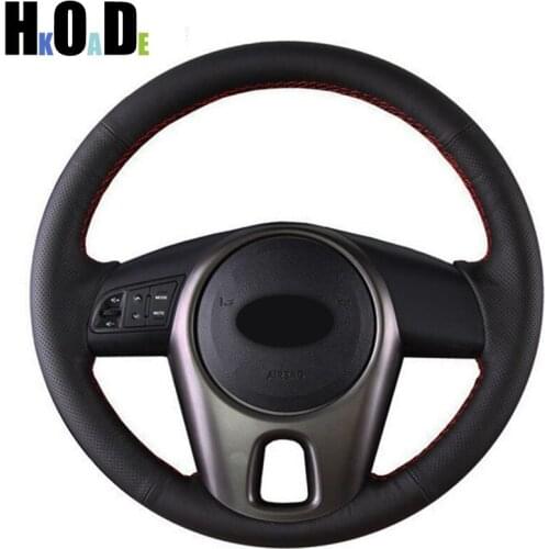 Black Hand-stitched Steering Wheel Cover Artificial Leather Car Steering Wheel Cover for Kia Forte Kia Soul Kia Rio 2009-2011