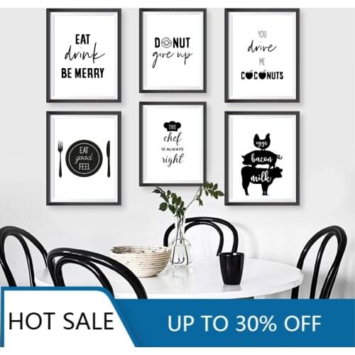 Kitchen Room Decor Canvas Painting Posters And Prints Kitchen Quotes Modern Minimalist Black White Wall Art Decor Pictures