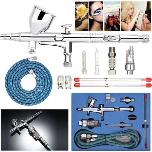 Dual Action Gravity Feed 0.2mm 0.3mm 0.5mm Sprayer Airbrush Pen Air Brush Spray Gun Kit Professional