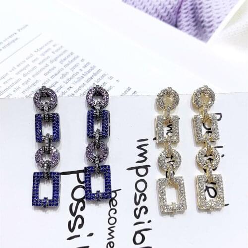 EYER Gun black Gold plated Cubic Zircon CZ Micro Paved Square Clasp Pendant banquet Party Hot Sell Earrings Charms Jewelry 2021