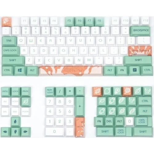 Mint Toffee PBT Five-sided Sublimation Keycap Mechanical Keyboard Compatible with F12 Cherry ikbc amilo akko Keyboard Keycaps