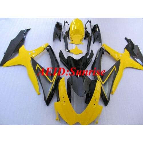 Injection mold Fairing kit for SUZUKI GSXR600 750 K8 08 09 GSXR 600 GSXR 750 2008 2009 ABS yellow black Fairings set+gifts SP30