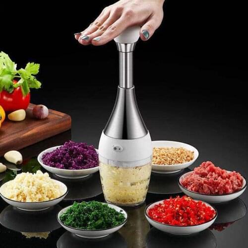 Kitchen Hand Food Chopper Manual Food Processor Vegetable Quick Chopper Stainless Steel Onion macerator for Garlic Salad Nuts