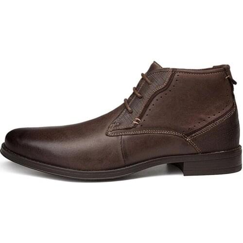 US 7-11 Mens Pointed Toe Genuine Leather Boots Business Man Retro Oxfords Casual Ankle Boots Winter Desert Boots