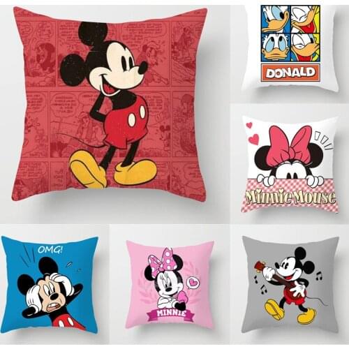 45x45cm Mickey Mouse Cushion Cover Disney Throw Pillows Minnie Home Textile Pillow Cover Christmas Decorations Home Decor Gifts