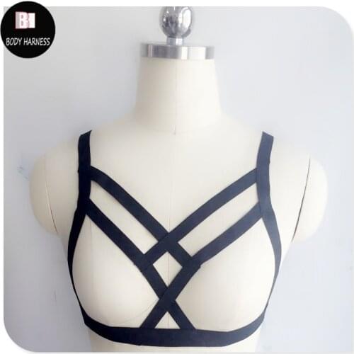 New Sexy Goth Lingerie Elastic Body Harness Bandage Cage Bra lingerie Bandage Body harness belt Crop Top Harness Bra