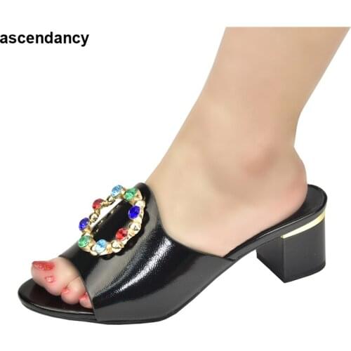 New Arrival Summer High Heeled Shoes for Women Elegant Italian Women Shoes Decorated with Rhinestone Slip on Shoes for Women