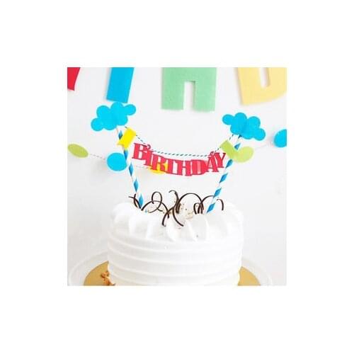 Cloud Red Happy Birthday Garland Cake Topper Bunting Set for Kids Party Decoration Supplies Baby Shower Celebration