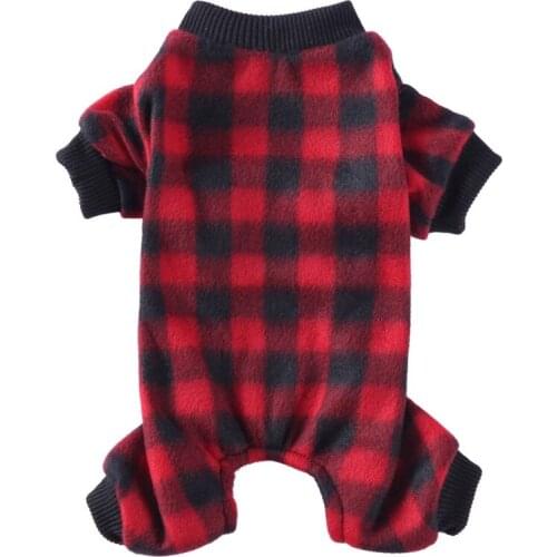 Autumn Winter Plaid Dog Jumpsuits Pajama Warm Small Dogs Pajamas Puppy Coat Jacket Pets Costumes Pet Supplies