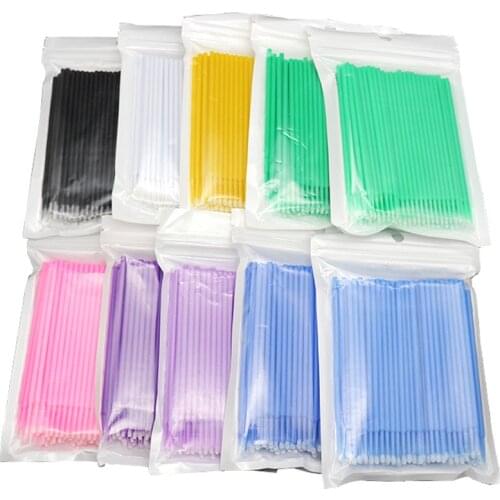 100pcs Disposable Tattoo Cotton Swab Eyelash Microblading Micro Brush Applicator Tattoo Supplie For Permanent Makeup 1.2/2/2.5mm