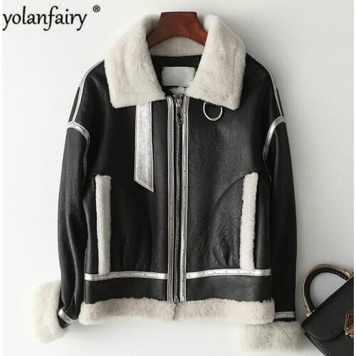 Natural Fur Coat Female Short Womens Jacket Winter Clothes Women Sheep Shearling Motorcycle Mujeres Abrigos 090302 Pph1457