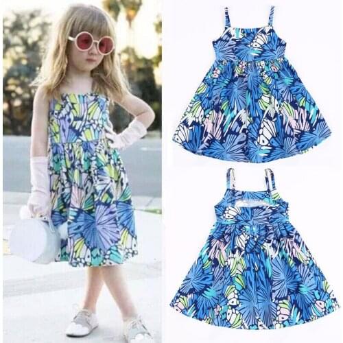 Girl Dresses Clothes NEW Summer Sleeveless Flower Girl Clothes Fashion Girl Suspender Children Princess Dresses Children Clothes