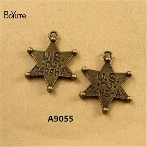 BoYuTe (30 Pieces/Lot) 25*32MM Zinc Alloy Star Pendant Charms Antique Bronze Plated Pendant Charms for Jewelry Findings