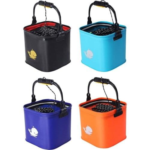 12L Capacity Outdoor Folding Fishing Bucket Portable Water Container With Net Live Fish Box Car Wash Bathroom Kitchen Accepted