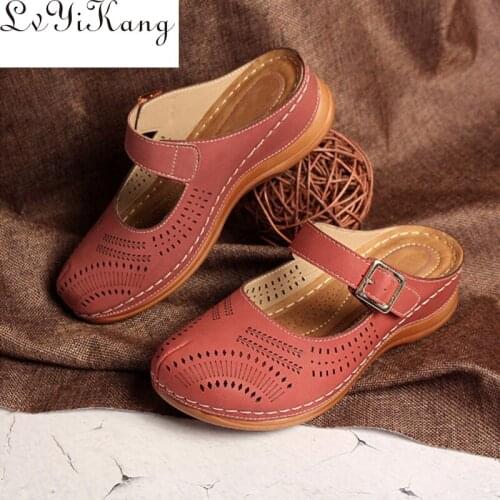 Summer Sandals Women Shoes Plus Size 46 Women Summer Footwear Hollow Round Toe Flip Flops Beach Shoes Platform Ladies Sandals