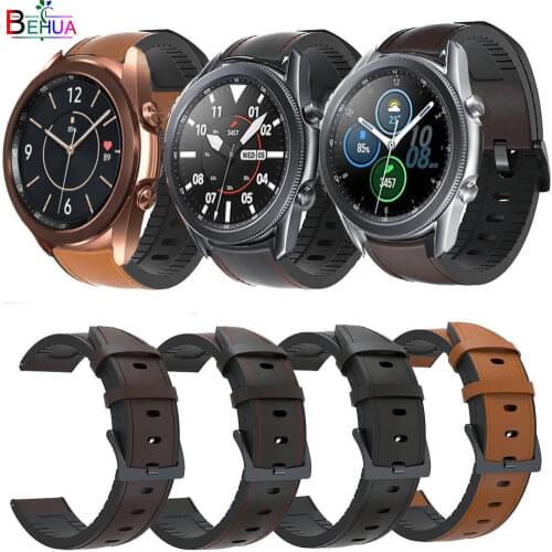 20mm 22mm silicone +Leather Straps Watchband Wristband for Samsung Galaxy Watch 3 45mm 41mm Wriststrap Quick Releas bracelet new